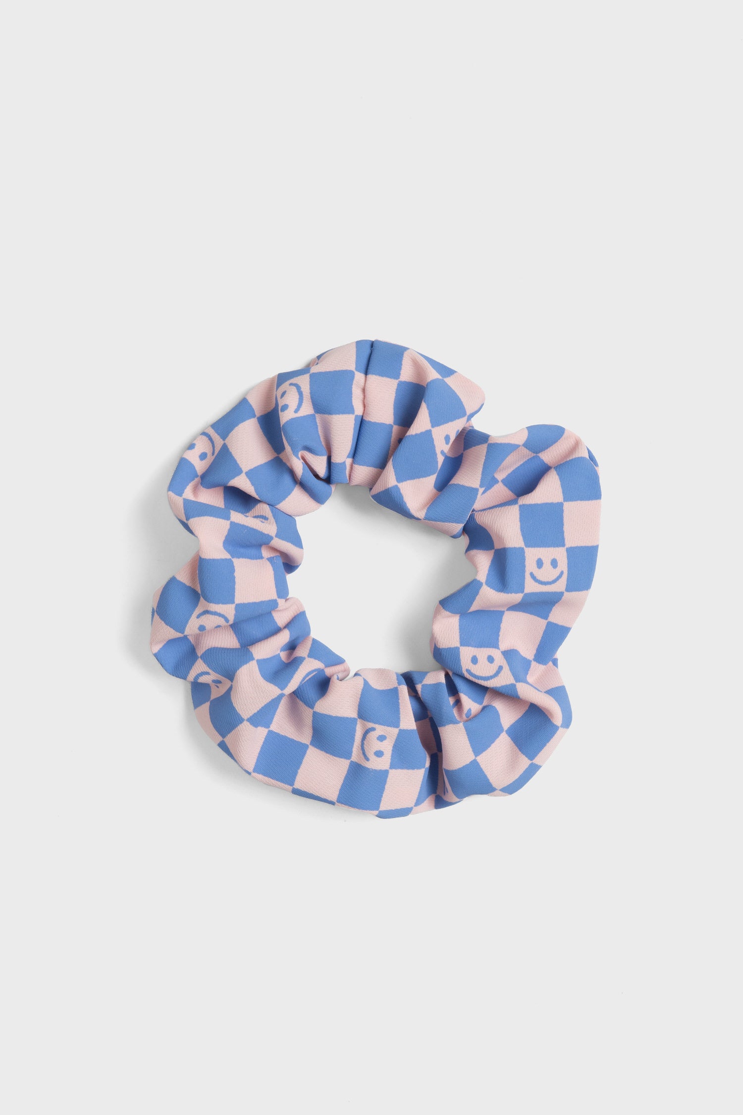Happy Checker Scrunchie in Pink/Periwinkle
