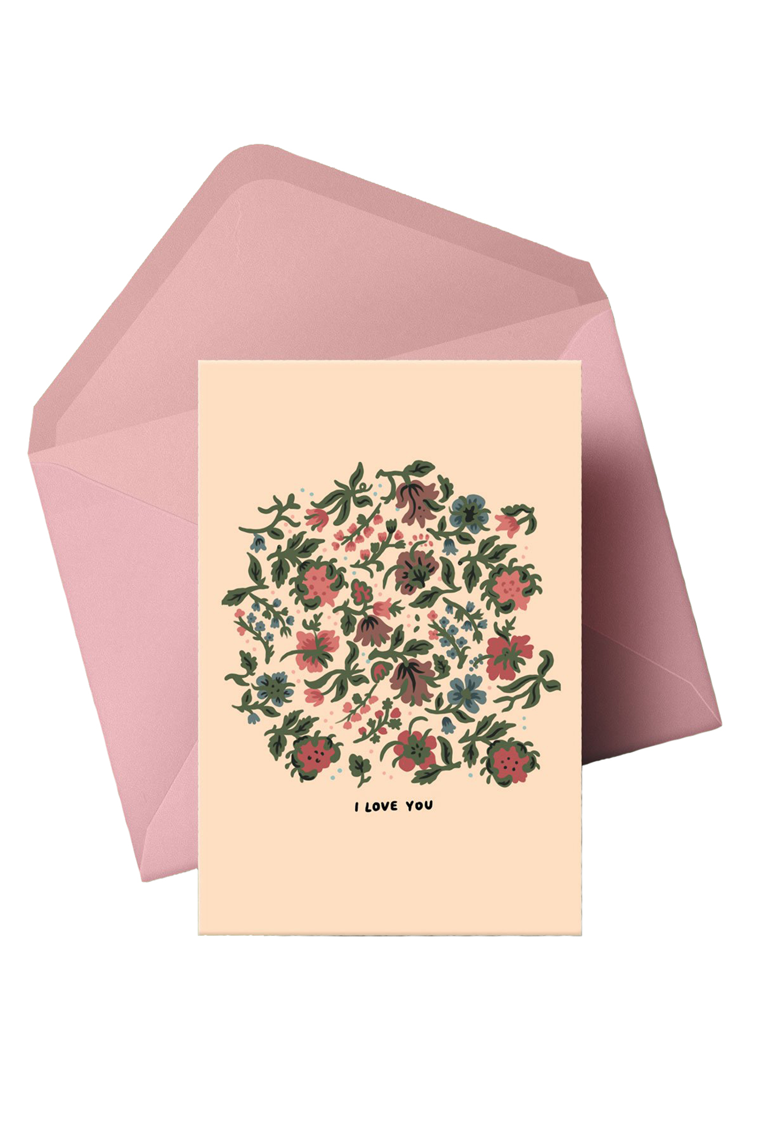 I Love You (Beige Flowers) Card