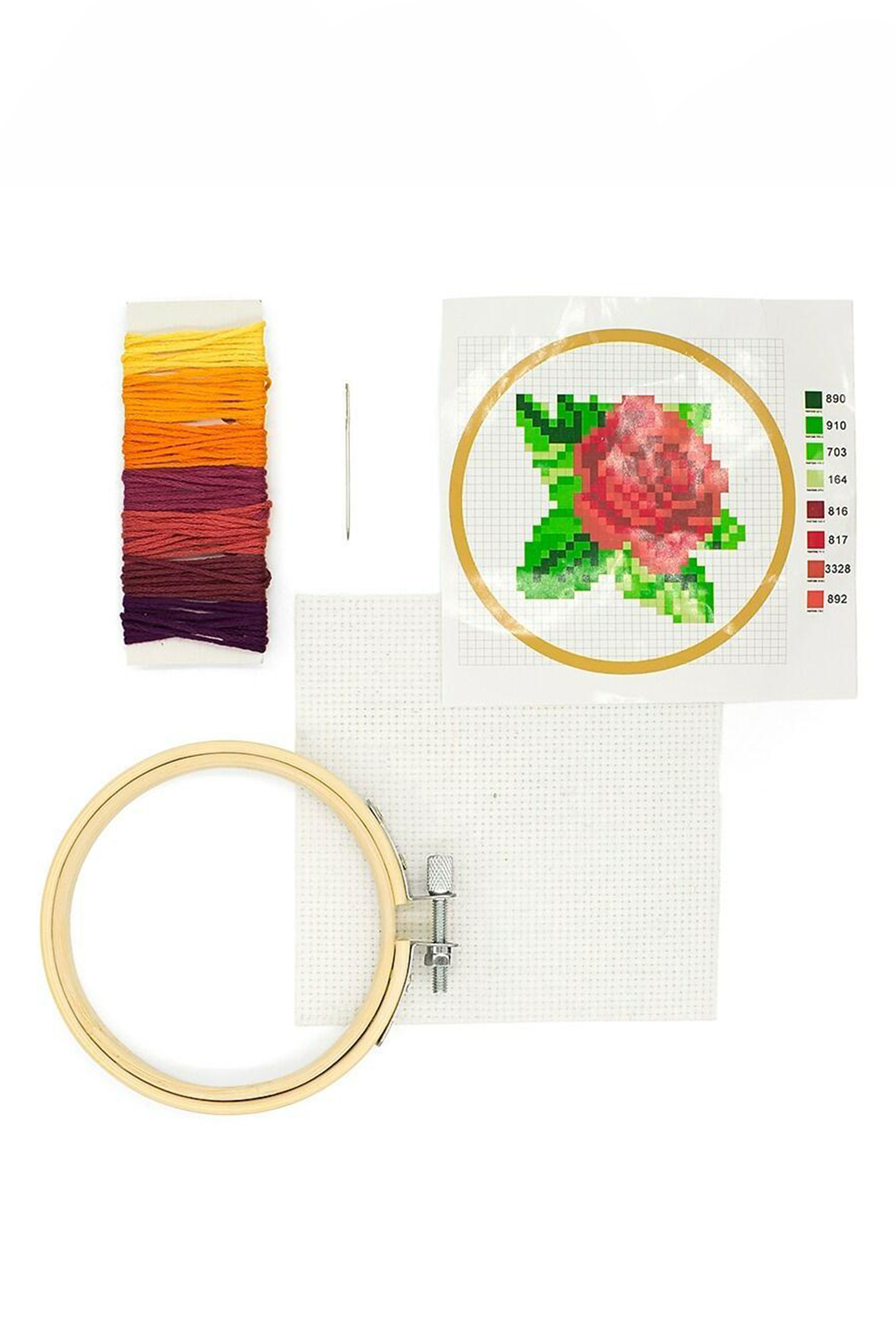 Mini Cross Stitch Rose Embroidery Kit